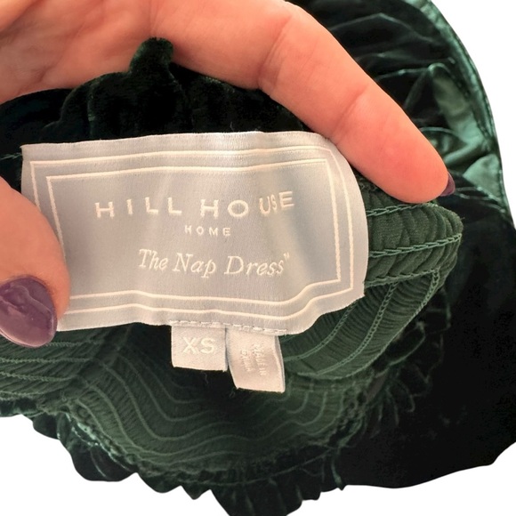 Hill House Home - Velvet Nap Dress Ellie Green Smocked Tiered Midi Sz XS - Picture 4 of 7